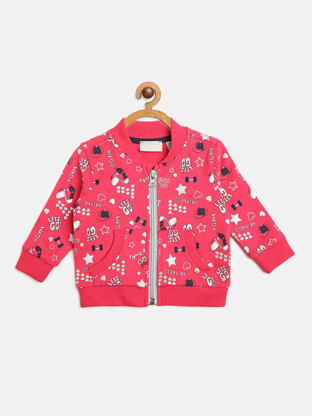 French Terry Sweatshirt With All Over Print-Pink